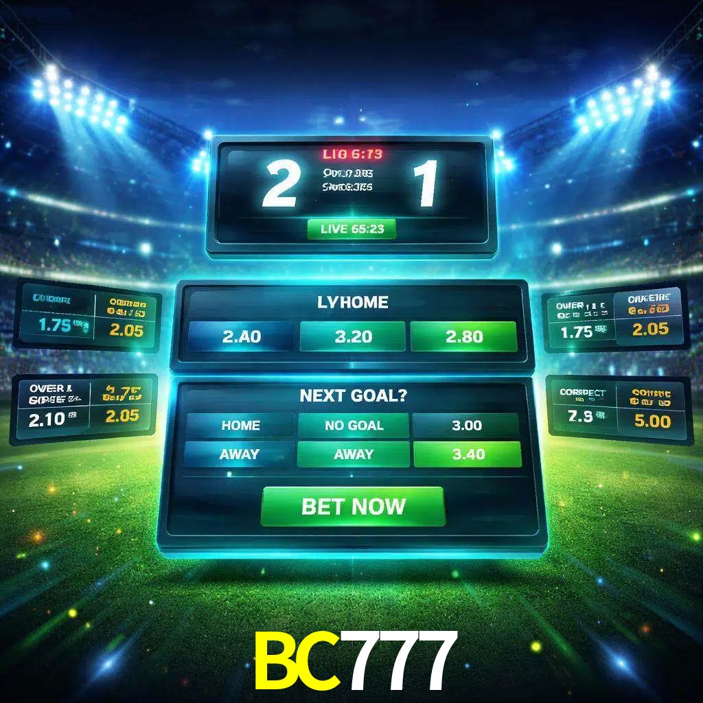 Vista de apuestas en vivo BC777 durante un partido en curso